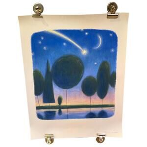 NEW Vintage Hallmark Night Sky Shooting Star & Moon Lithograph Poster – Wall Art